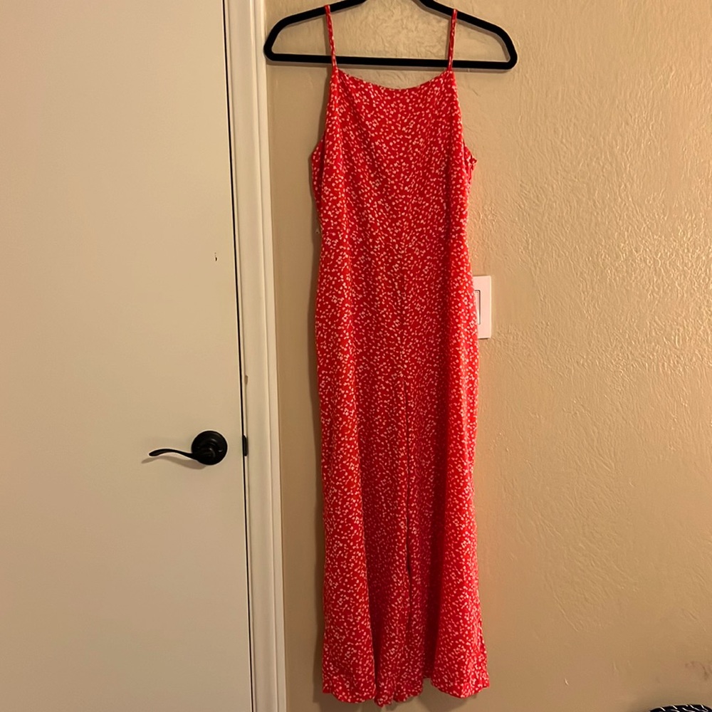 Red with white flower one piece